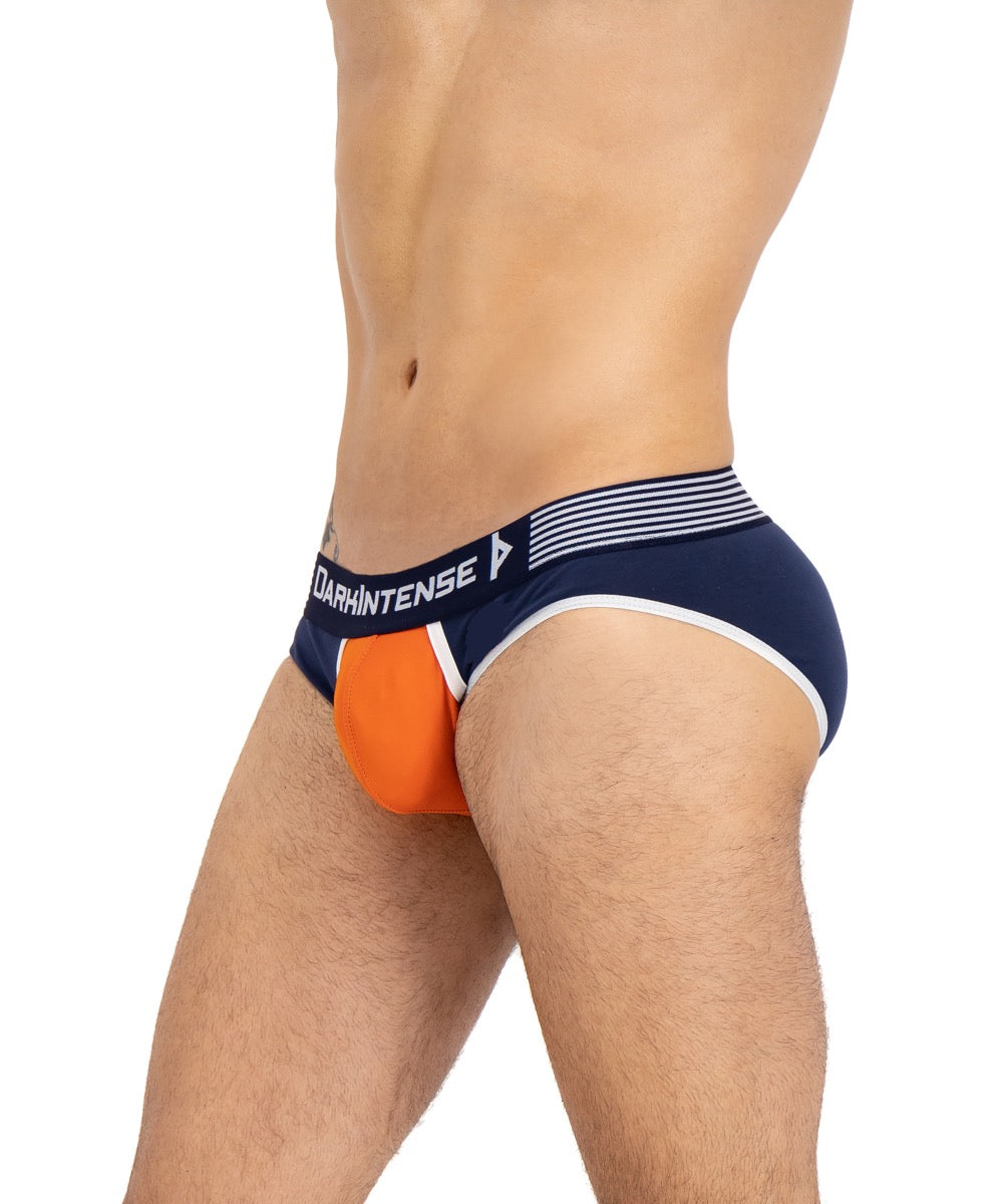 Brief Varsity Azul Marino Y Naranja Con Blanco