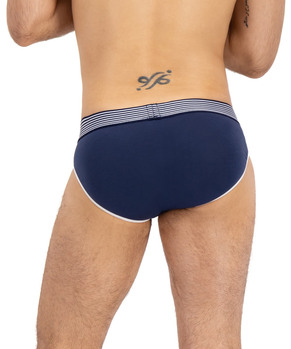 Brief Varsity Azul Marino Y Naranja Con Blanco