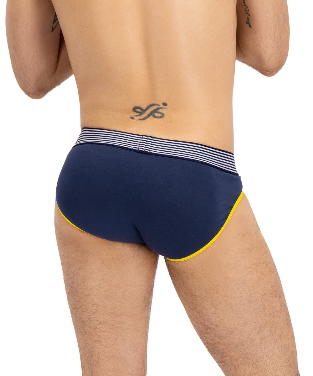 Brief Varsity Azul Marino Y Blanco Con Amarillo