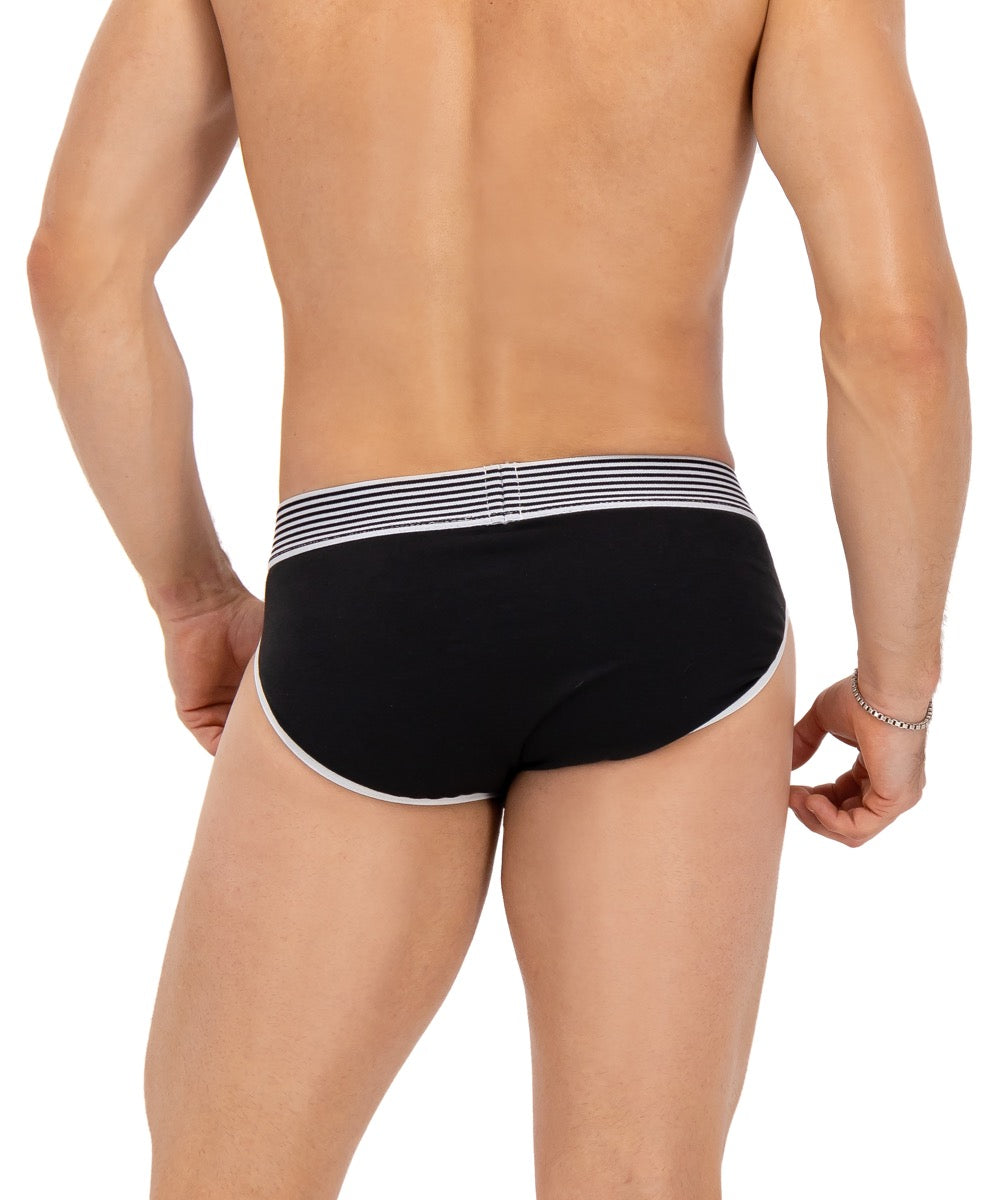 Brief Varsity Negro Con Verde Y Blanco