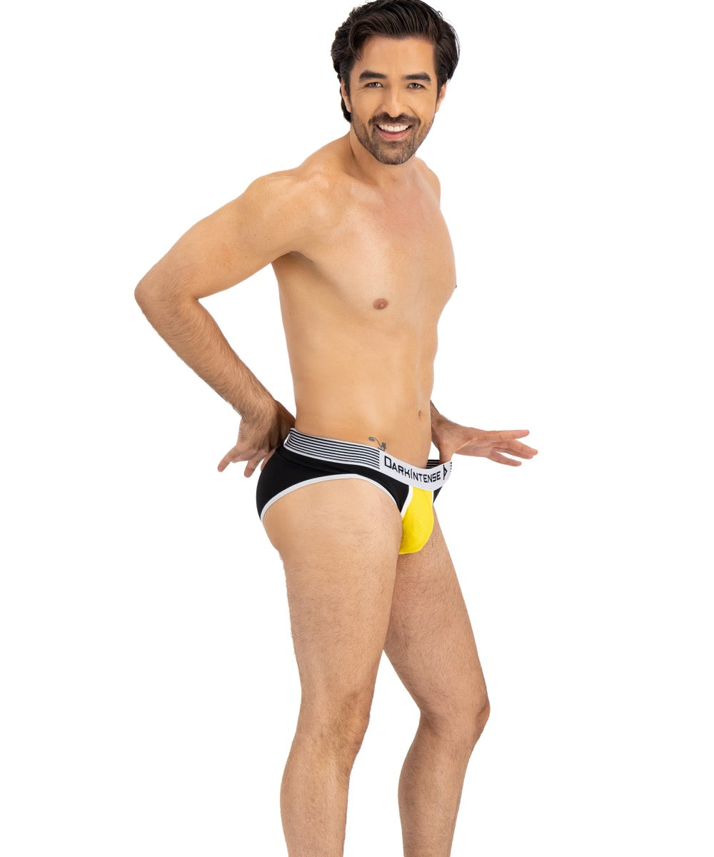 Brief Varsity Negro Y Amarillo Con Blanco