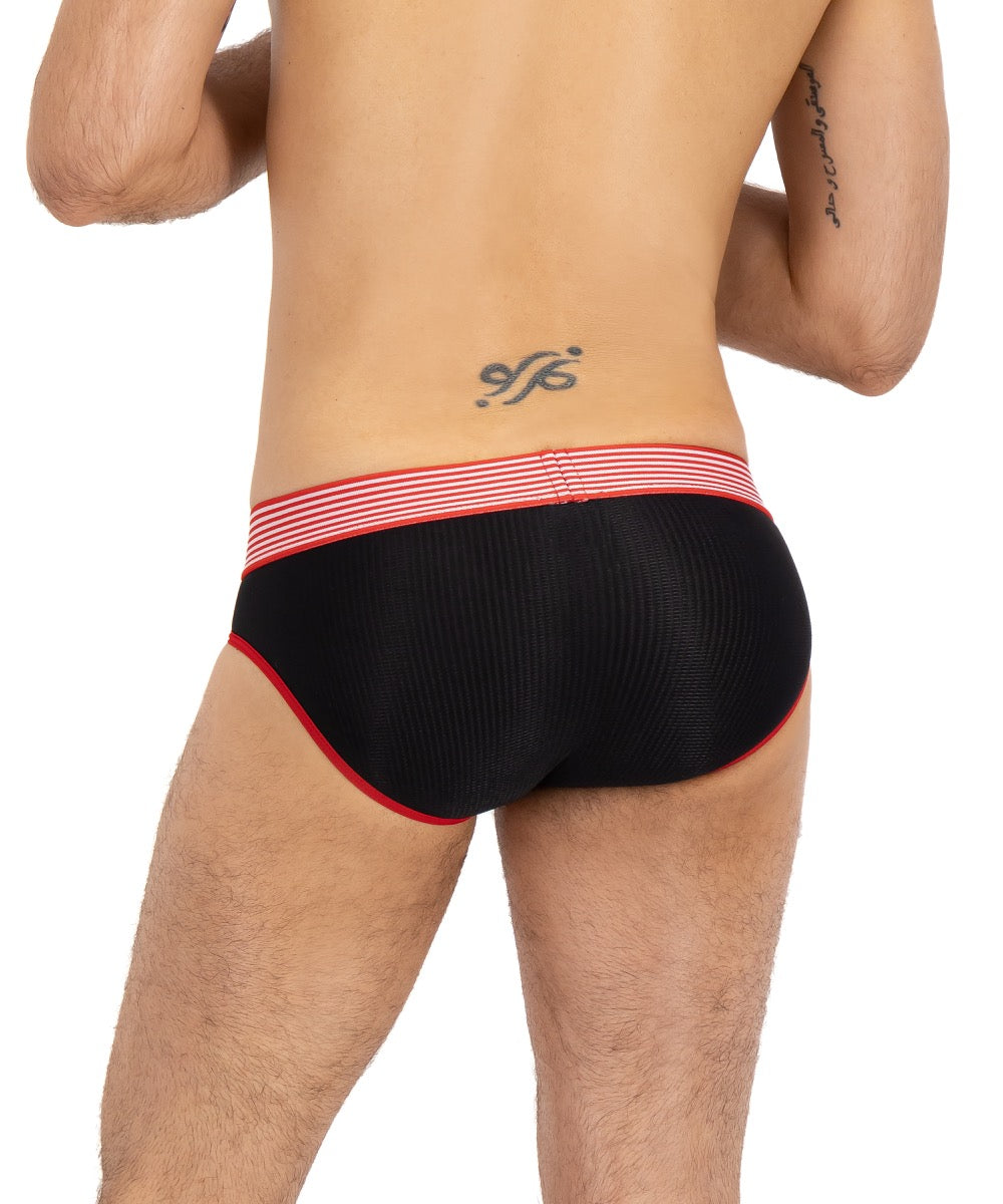 Brief Varsity Negro Y Blanco Con Rojo