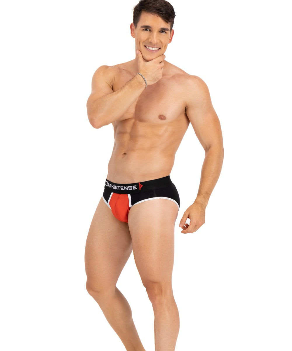 Brief Red negro con rojo y blanco