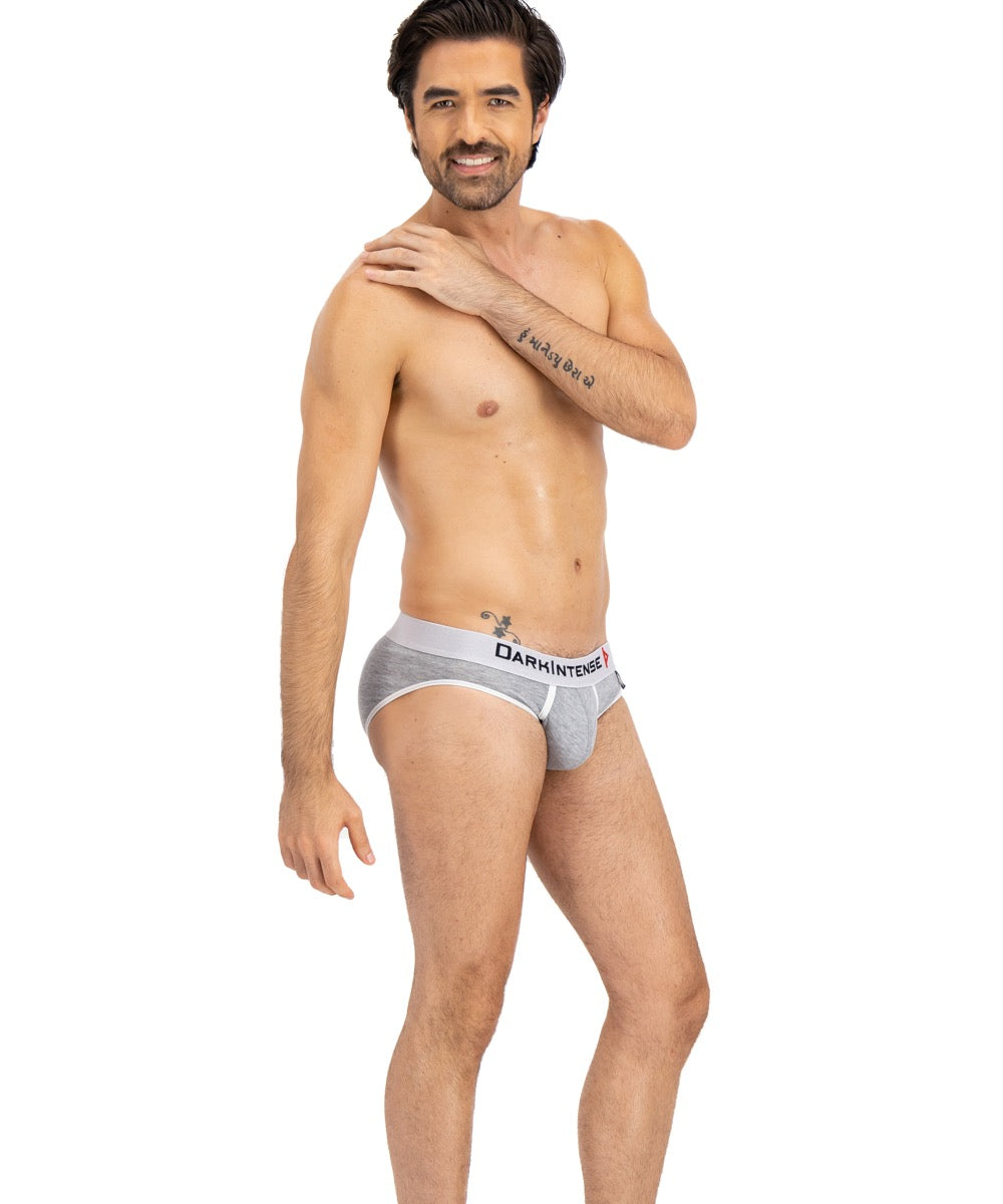 Brief Gris Jaspe Con Blanco