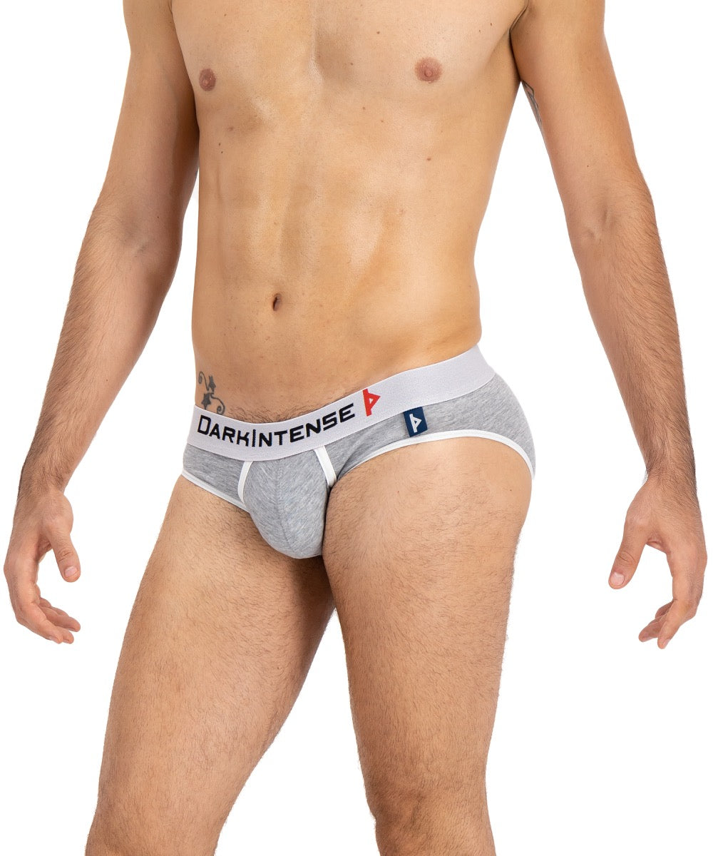 Brief Gris Jaspe Con Blanco