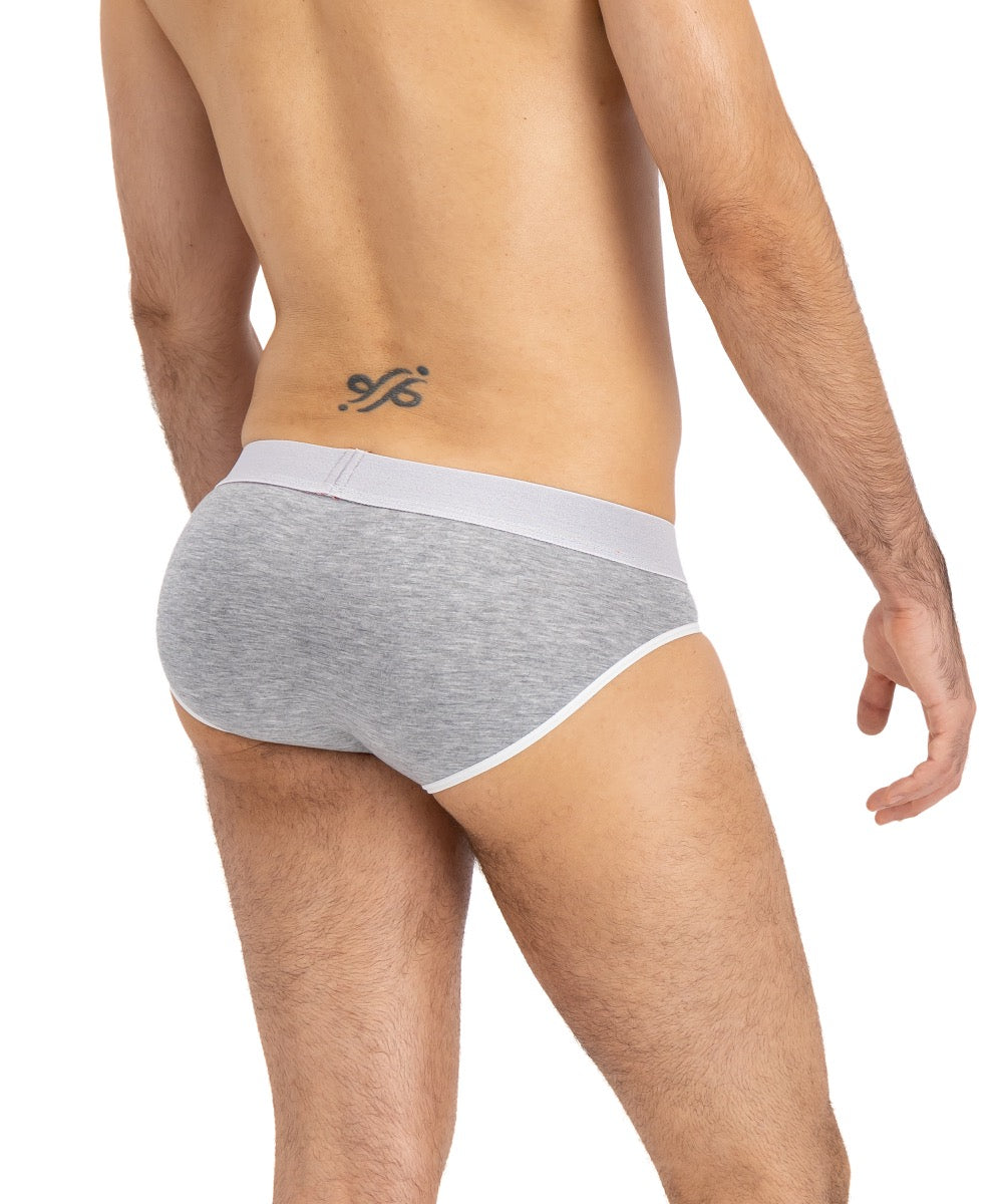 Brief Gris Jaspe Con Blanco