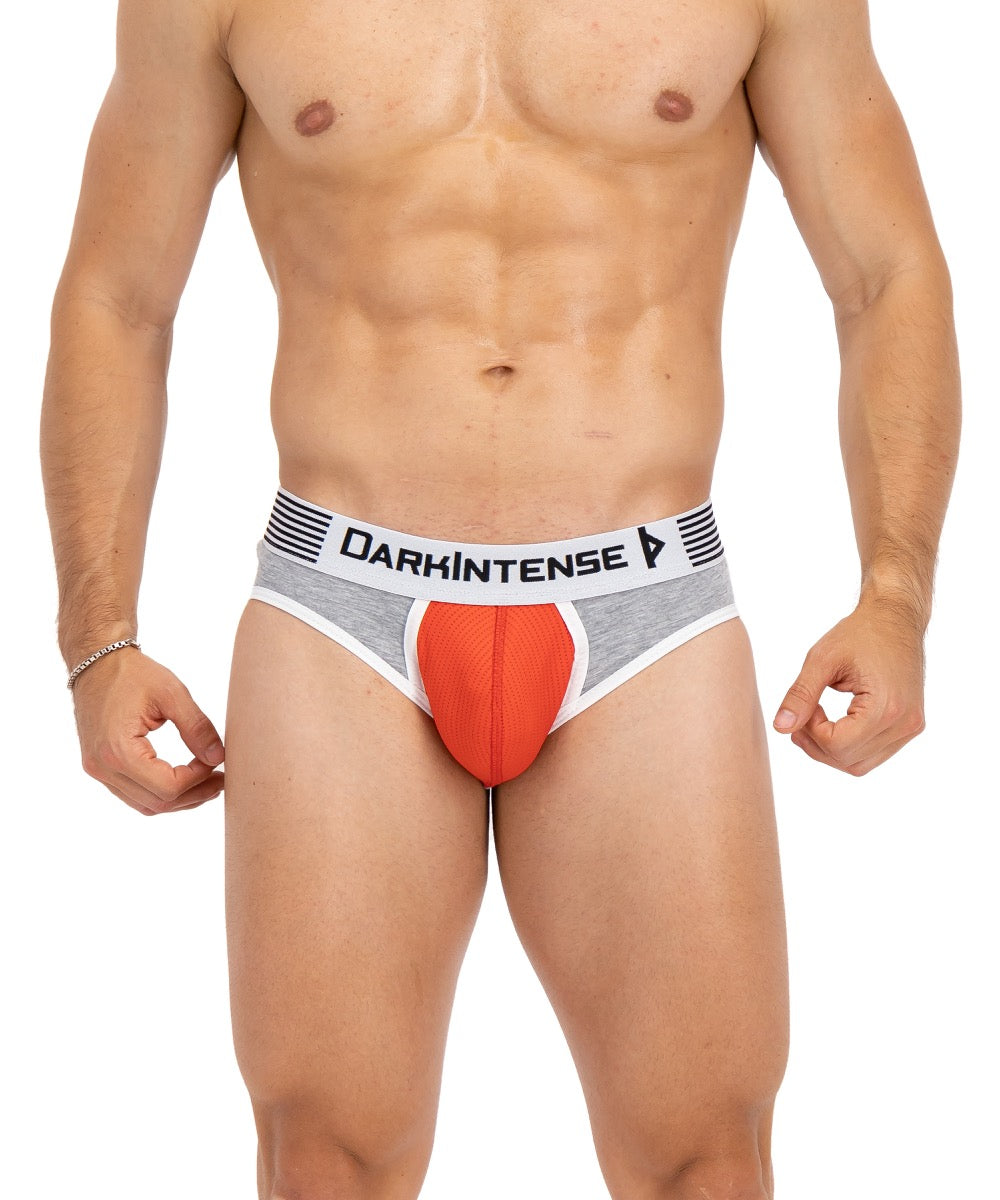 Brief Varsity Gris Jaspe Y Rojo Con Blanco