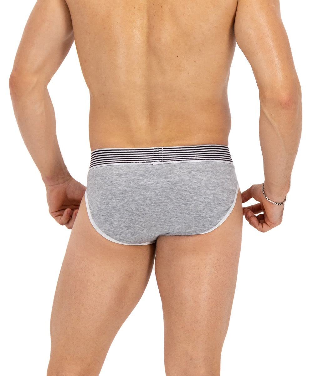 Brief Varsity Gris Jaspe Y Rojo Con Blanco