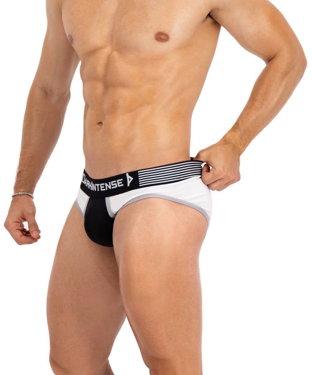 Brief Varsity Blanco Y Negro Con Gris