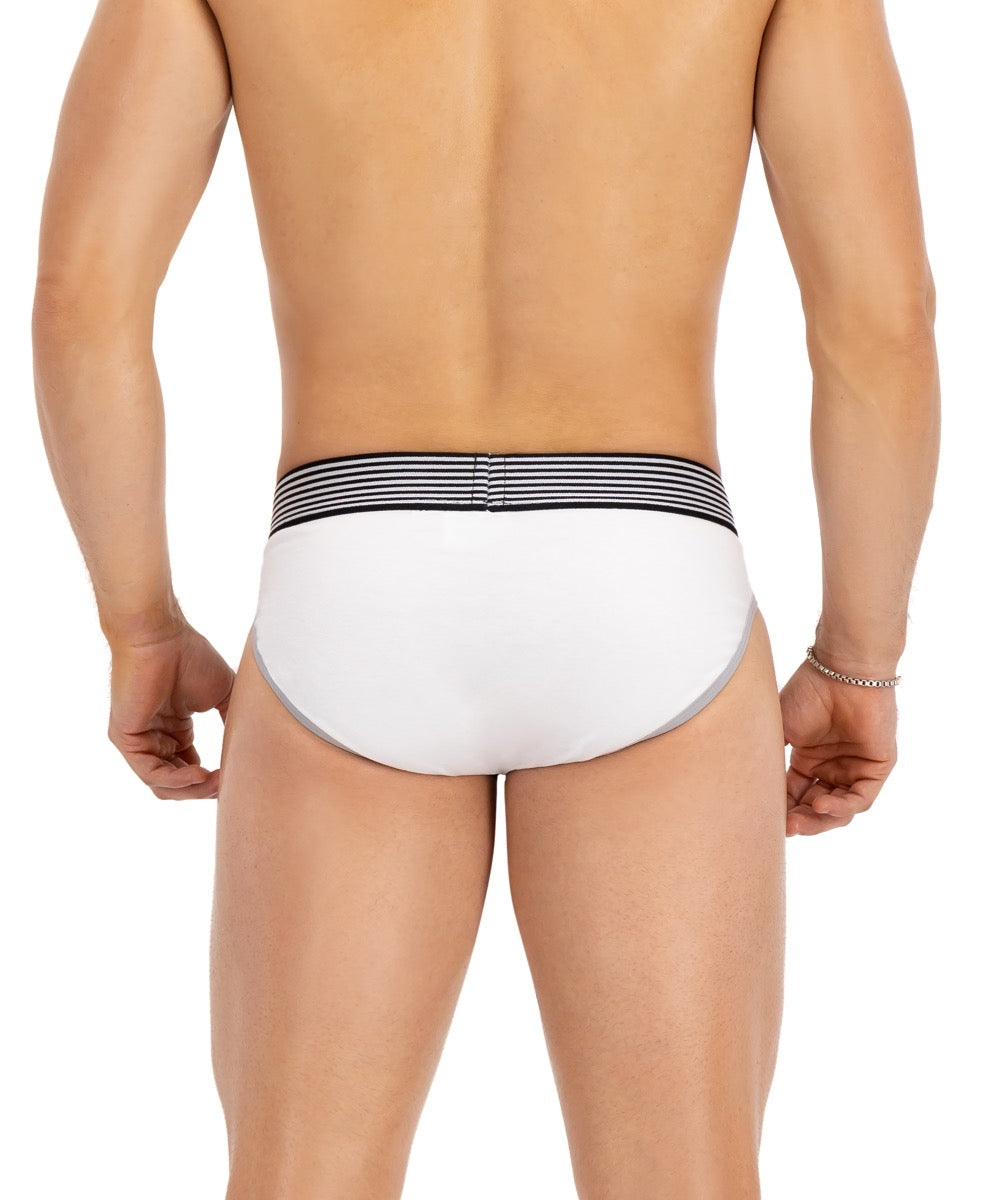 Brief Varsity Blanco Y Negro Con Gris