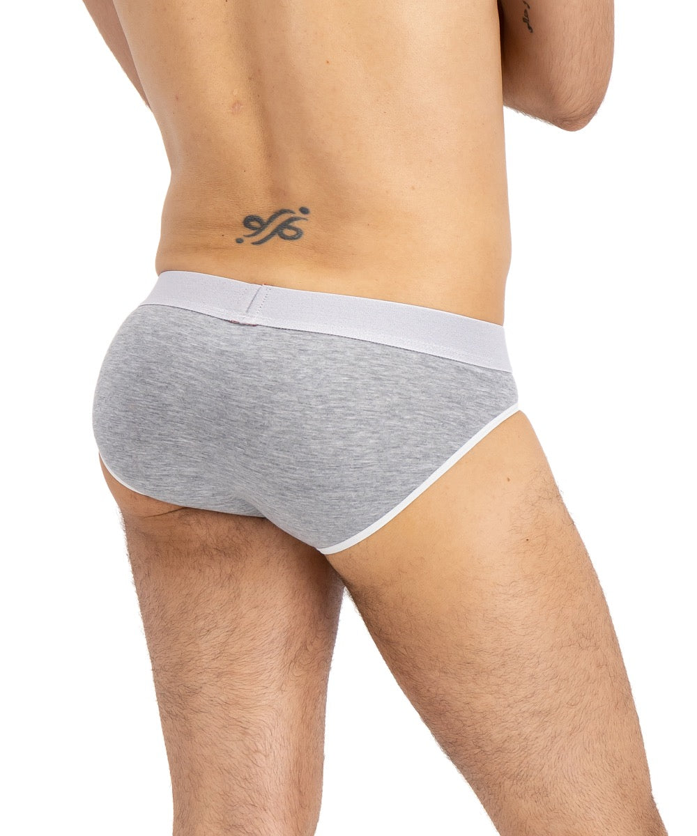 Brief Varsity Gris Jaspe Y Negro Con Blanco