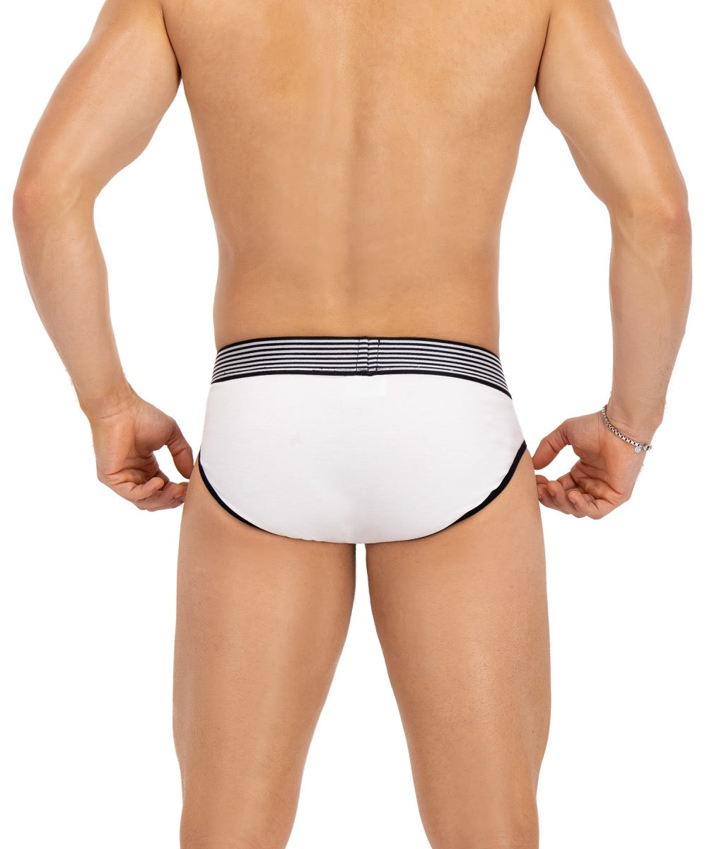 Brief Varsity  Blanco Y Rojo Con Negro