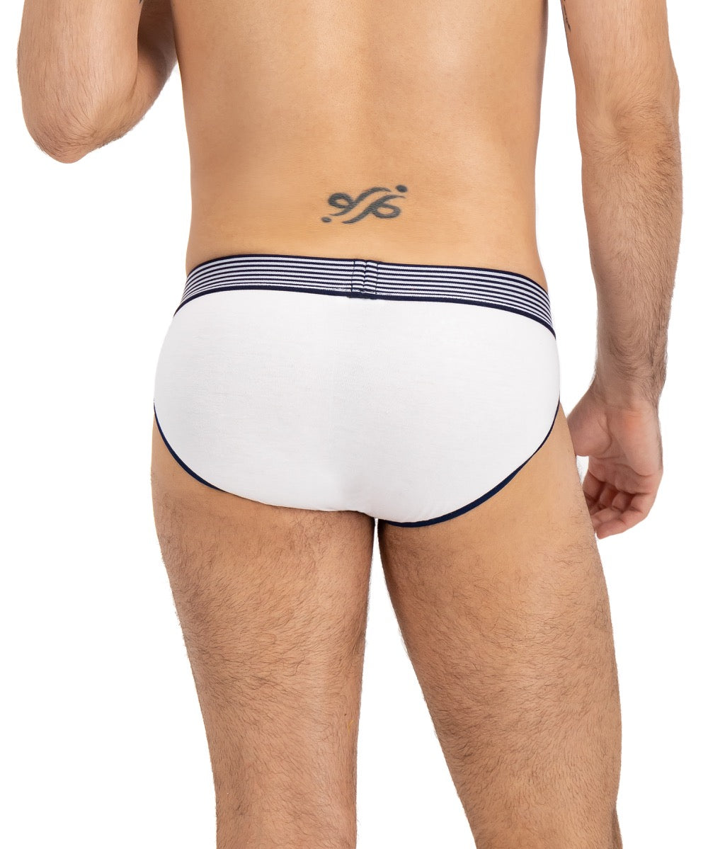 Brief Varsity Blanco Y Celeste Con Azul Marino