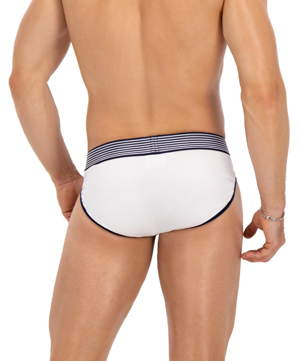 Brief Blanco Con Rojo y Azul Marino